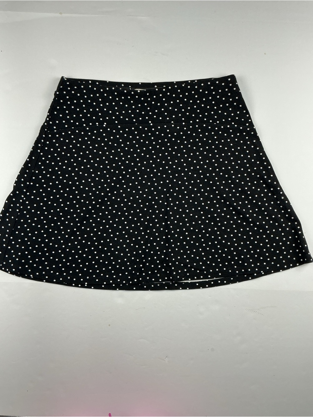 LOFT Black Skater Skirt with White Polka Dots